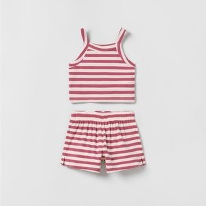 Zara Striped rib top and shorts